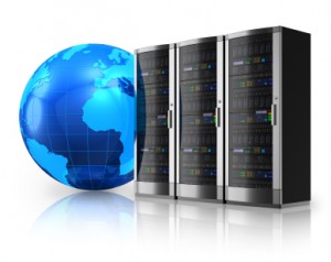 Network servers and Earth globe